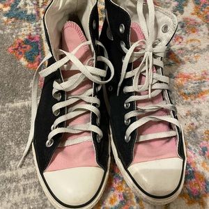Black and Pink high top Converse